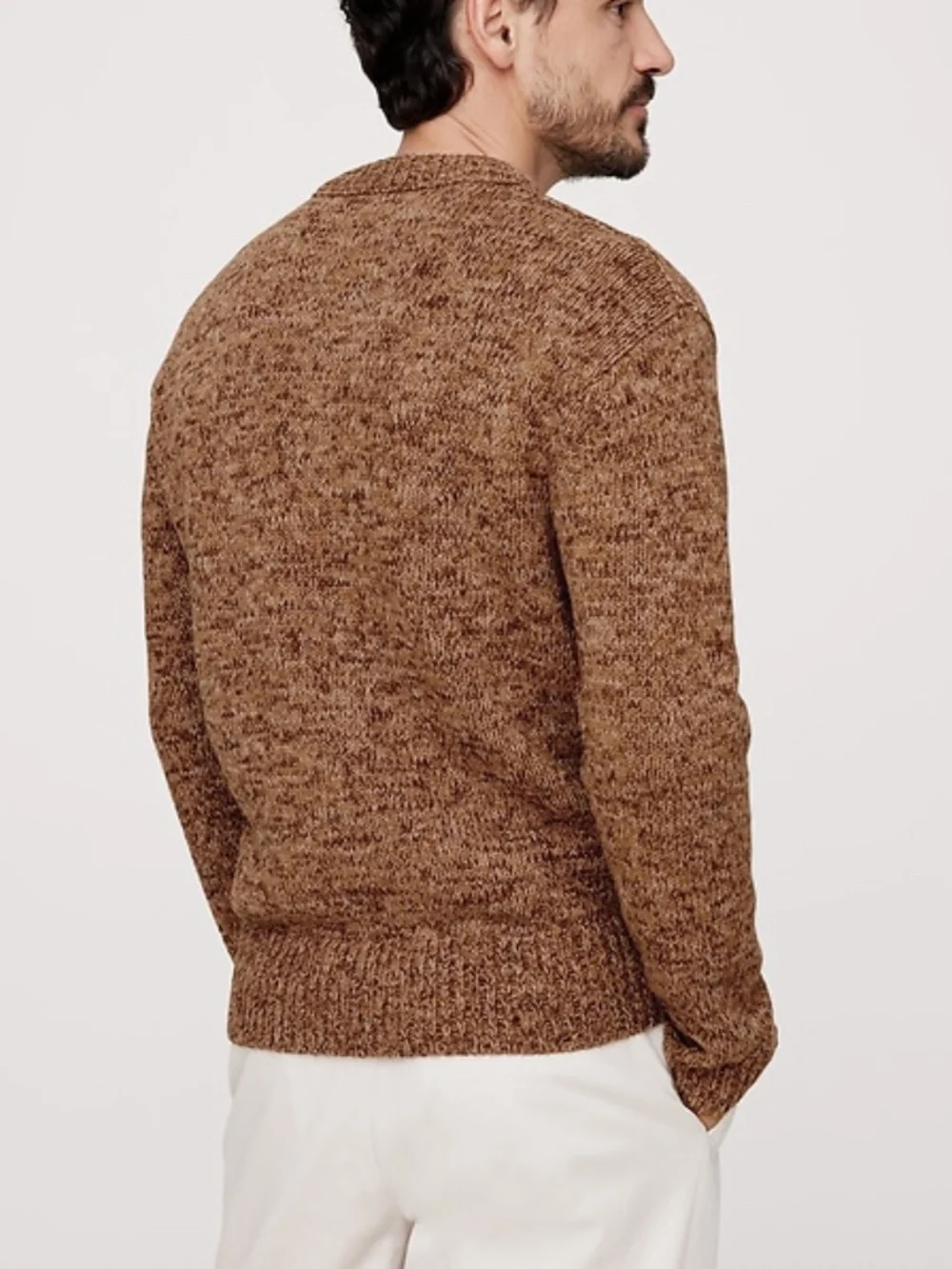 Banana Republic Marled Wool Blend Crew Neck Sweater Vicuna Brown XL
